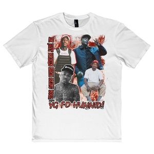 Vintage Style White YG 4Hunnid Rap Tee